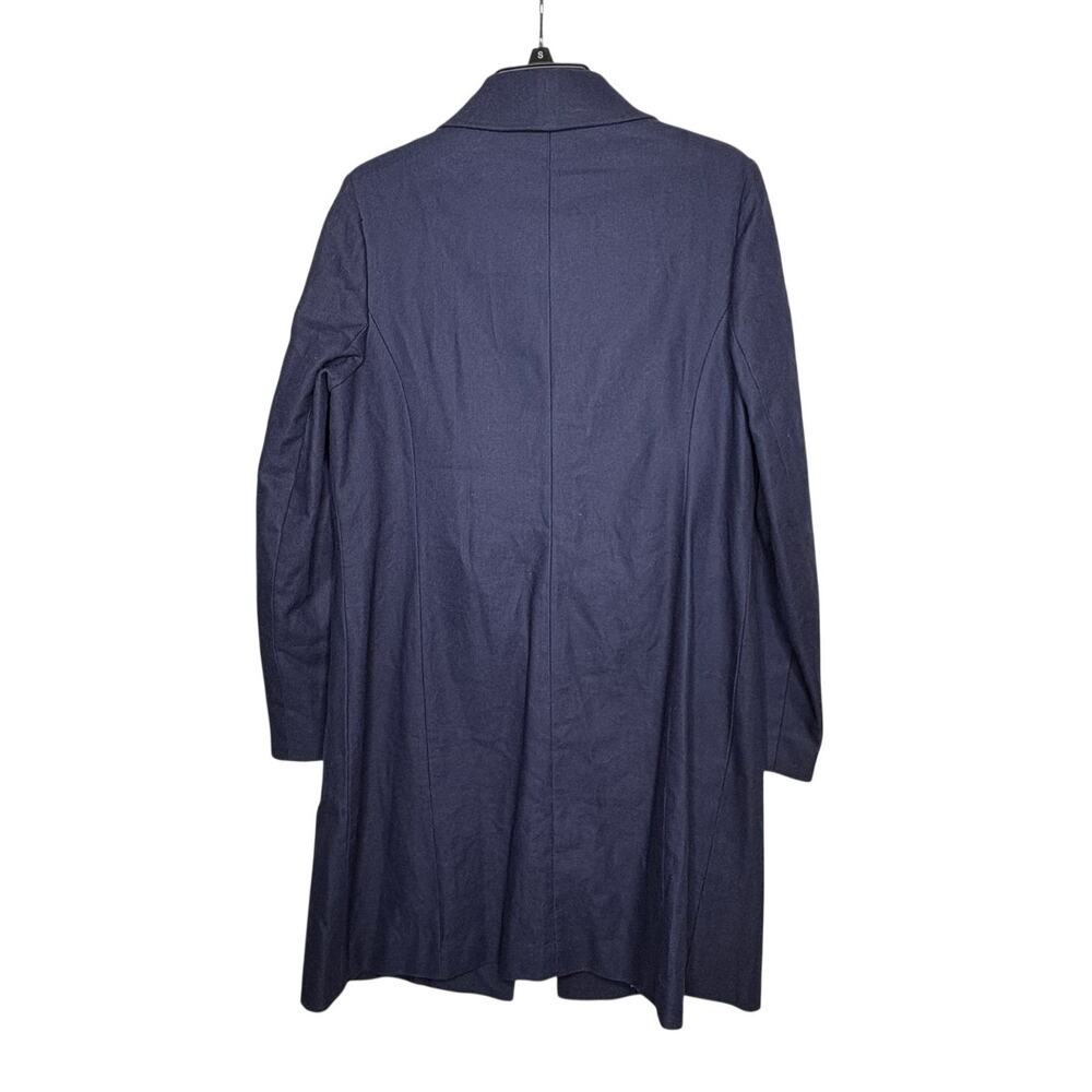 Boden Linen Cotton Navy Blue Classic Luxury Minimalist Winter Fall Coat Size 12 - Picture 2 of 9